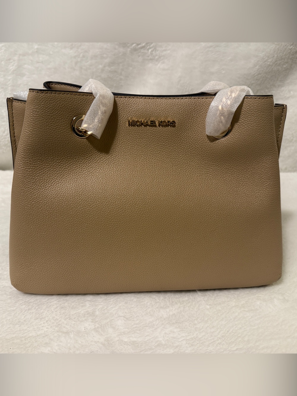 Michael Kors Teagen Triple Compartment Satchel in Bisque